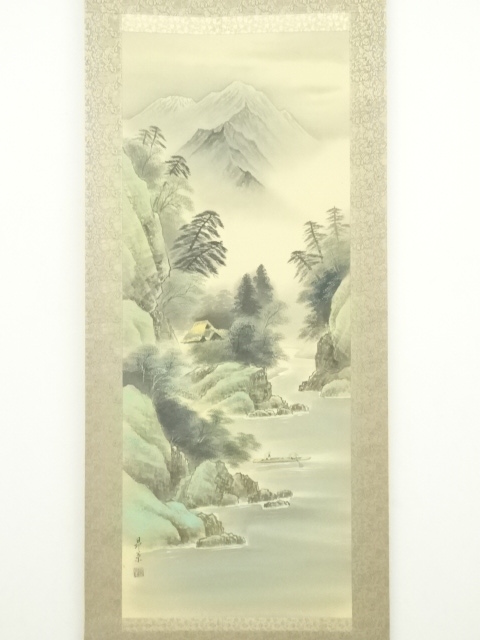 道具 ] - 道具 昴葉筆 彩色山水 肉筆絹本掛軸 | ネットショップ圭